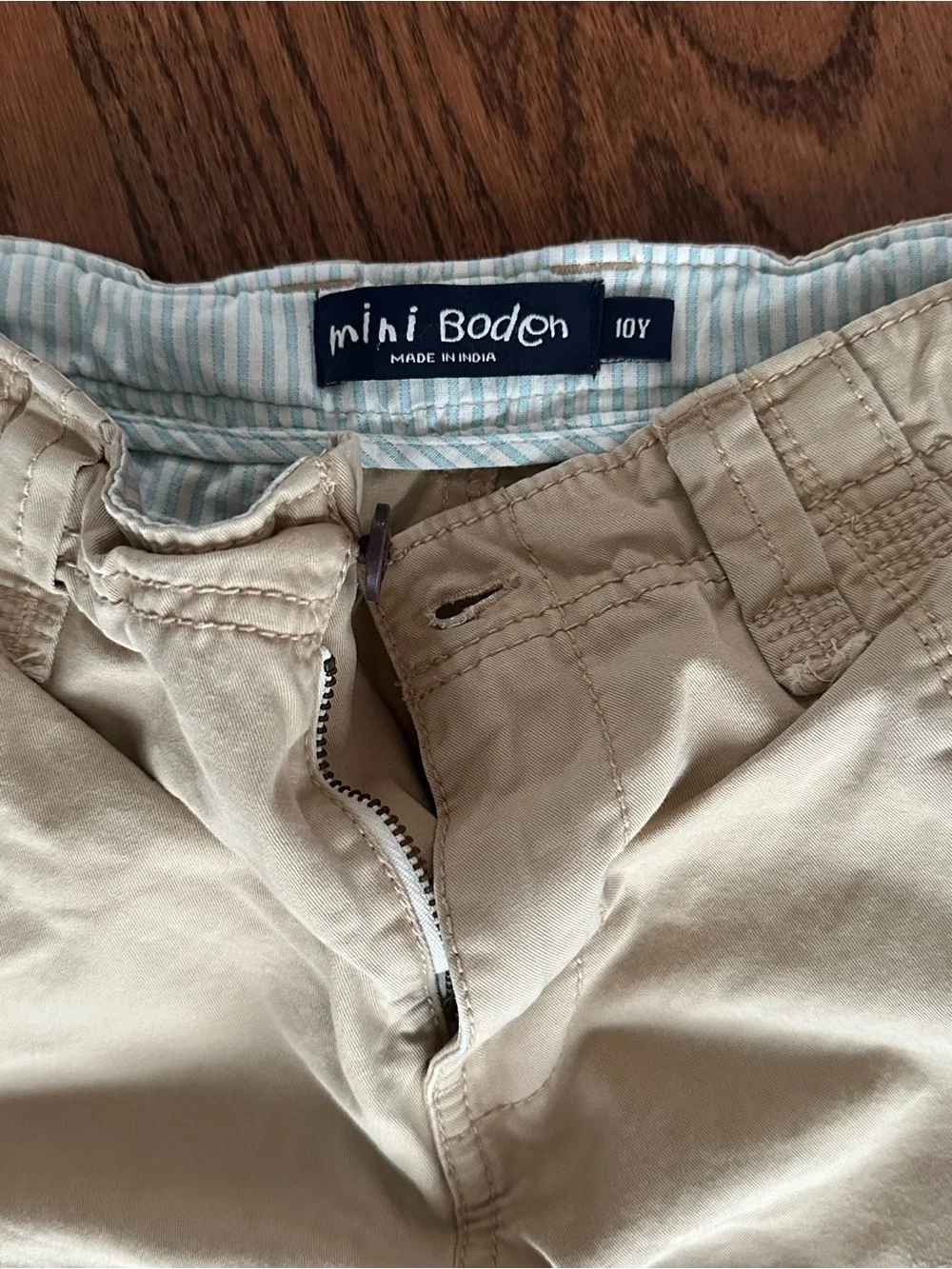 Mini Boden Boy’s Size 10 Tan Flat-Front Shorts